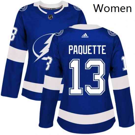 Womens Adidas Tampa Bay Lightning 13 Cedric Paquette Authentic Royal Blue Home NHL Jersey